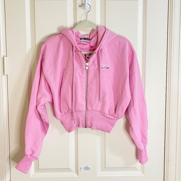 Zara X Barbie The Movie Pink Sweatshirt with Hood - Picture 4 of 6